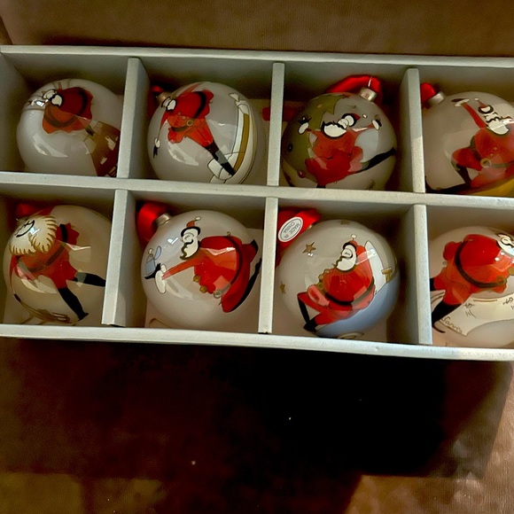Pottery Barn collectors edition vintage Santa Baby glass ornaments